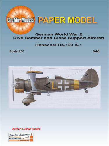 Сборная бумажная модель / scale paper model, papercraft Henschel Hs-123A (GreMir Models) 