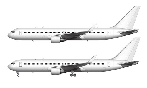 Сборная бумажная модель / scale paper model, papercraft Boeing-767-300 (Skyline) 