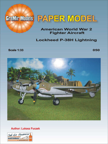 Сборная бумажная модель / scale paper model, papercraft Lockheed P-38H Lightning (GreMir Models 50) 