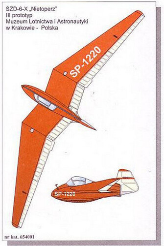 Сборная бумажная модель / scale paper model, papercraft SZD-6-X Nietoperz (KEL 016)