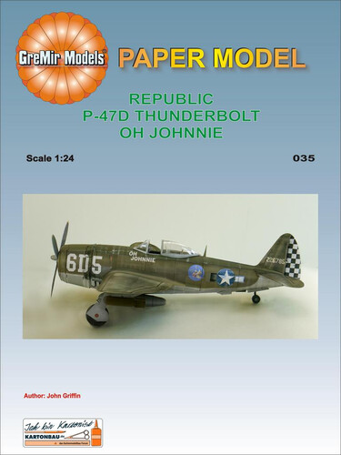 Сборная бумажная модель / scale paper model, papercraft P-47D "Oh Johnnie" (GreMir Models) 