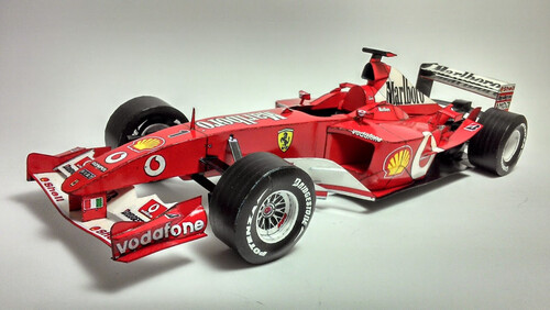 Сборная бумажная модель / scale paper model, papercraft Ferrari F2003-GA GP Spain 2003 Michael Schumacher (Spinler)