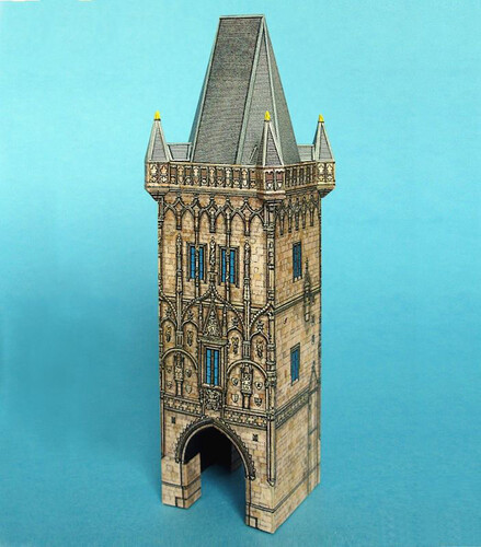 Сборная бумажная модель / scale paper model, papercraft Praha Prasna Brana + Let l-13 Blanik (ABC 1994-02) 