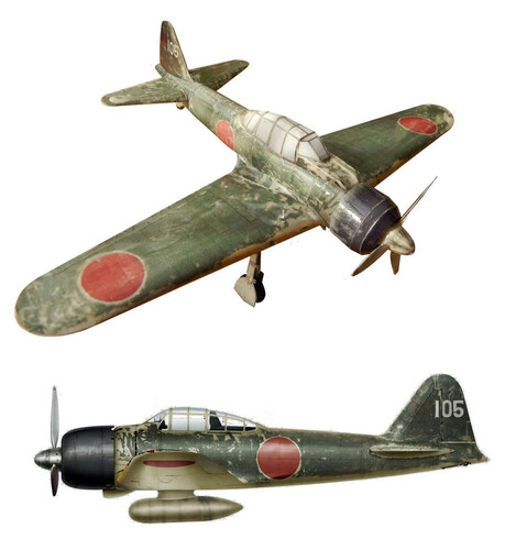 Сборная бумажная модель / scale paper model, papercraft Mitsubishi A6M2 Model 21 Zero (Gahm) 