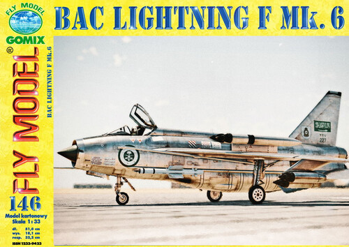 Сборная бумажная модель / scale paper model, papercraft BAC Lightning F Mk.6 (перекрас Fly Model 146)
