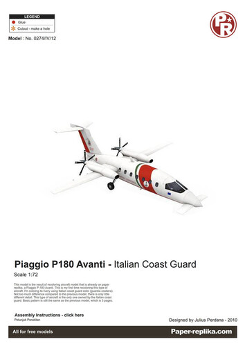 Сборная бумажная модель / scale paper model, papercraft Piaggio P-180 Italian Coast Guard (Paper-Replika) 