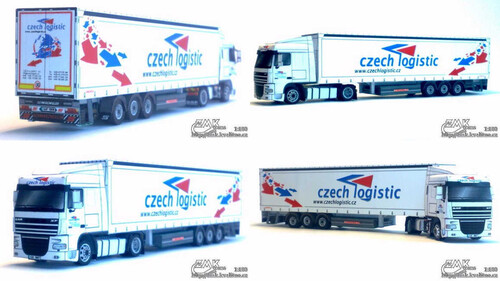 Сборная бумажная модель / scale paper model, papercraft DAF XF 105 Space Cab + Schwarzmuller (ZMK 31,32)