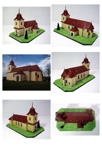 Сборная бумажная модель / scale paper model, papercraft Kostel sv. Markety v Dolni Bobrove (Pavel Styl)