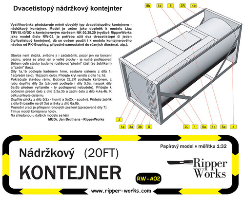 Сборная бумажная модель / scale paper model, papercraft Nadrzkovy (20 ft) kontejner (Ripperworks) 