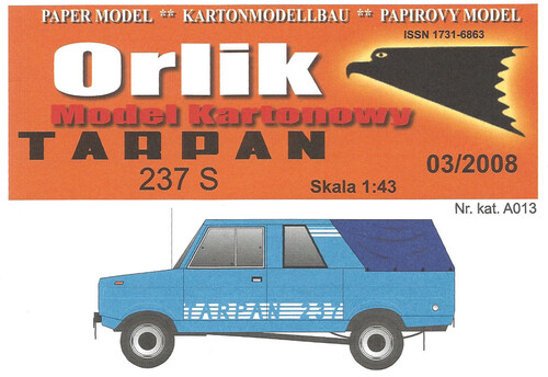 Сборная бумажная модель / scale paper model, papercraft Tarpan 237S (Orlik A013) 