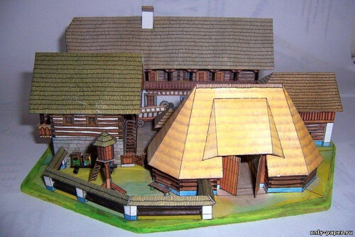 Сборная бумажная модель / scale paper model, papercraft Severocesky skanzen (ABC 1993-22-24) 