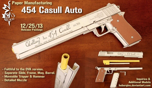 Сборная бумажная модель / scale paper model, papercraft .454 Casull Auto (Paper Manufacturing) 