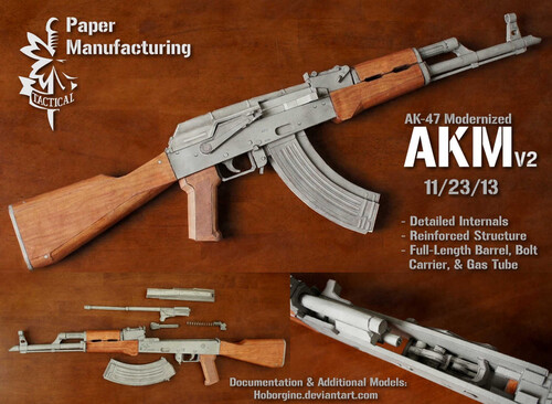 Сборная бумажная модель / scale paper model, papercraft AK-47M (AKM) (Paper Manufacturing) 