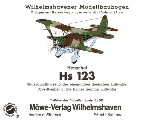 Сборная бумажная модель / scale paper model, papercraft Henschel Hs 123 (WHM 1807) 