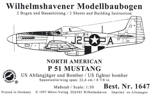 Сборная бумажная модель / scale paper model, papercraft North American P-51 Mustang (WHM 1647) 