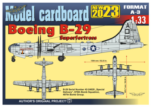 Сборная бумажная модель / scale paper model, papercraft Boeing B-29 Superfortress (Model cardboard 2023) 
