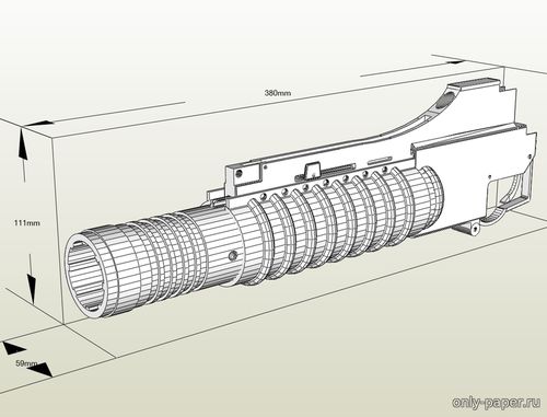Модель подствольного гранатомета М203 из бумаги/картона
