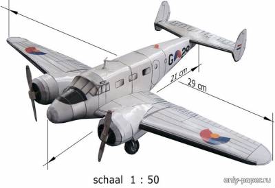 Сборная бумажная модель / scale paper model, papercraft Beechcraft D18S 