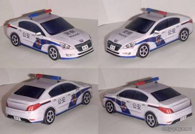 Сборная бумажная модель / scale paper model, papercraft Peugeot 508 China Police Car 