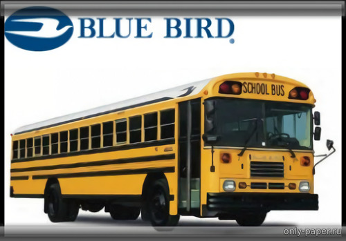 Модель автобуса Bluebird из бумаги/картона