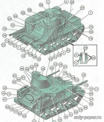Модель среднего танка M3 General Lee из бумаги/картона