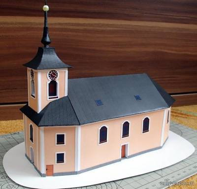 Сборная бумажная модель / scale paper model, papercraft Kostel v obci Jámy 