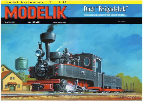 Модель узкоколейного паровоза Dn2t Brigadelok из бумаги/картона