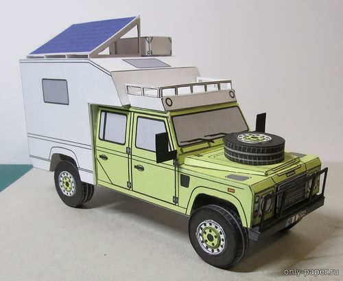 Сборная бумажная модель / scale paper model, papercraft Land Rover Defender 110 Camper (PreDes) 