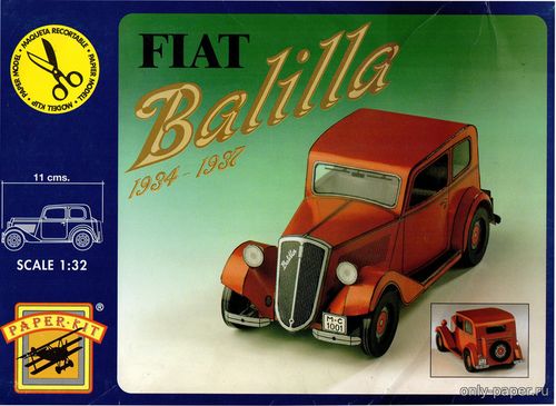 Модель автомобиля Fiat Balilla из бумаги/картона