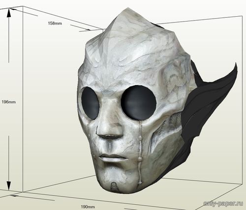Модель маски Темного Эльфа из бумаги/картона