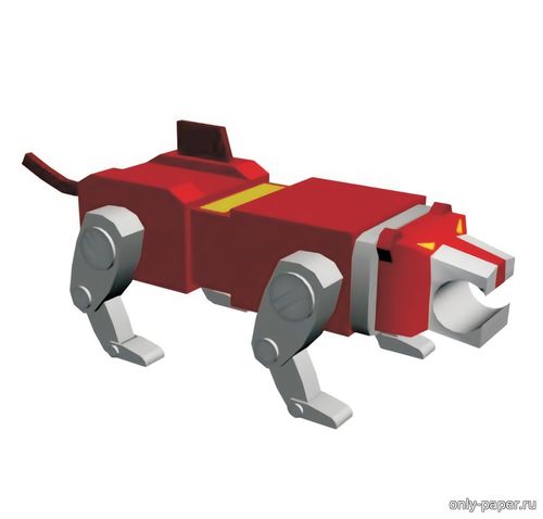 Модель робота Красный Лев из бумаги/картона