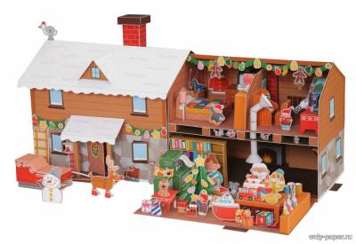 Модель дома Санта Клауса из бумаги/картона