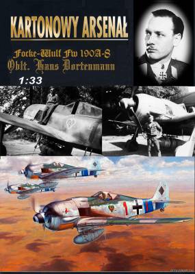 Сборная бумажная модель / scale paper model, papercraft Focke Wulf FW-190 A-8 (JG54) Oblt. Hans Dortenmann (Перекрас Halinski KA 1/2004) 