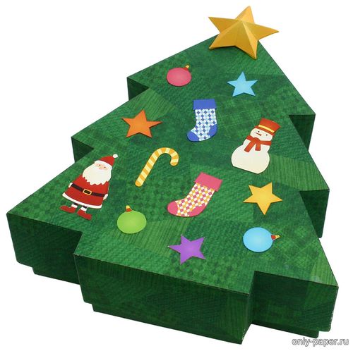 Сборная бумажная модель / scale paper model, papercraft Подарочная коробка в виде Новогодней елки (Canon) 
