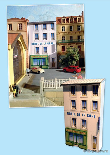 Сборная бумажная модель / scale paper model, papercraft Привокзальный отель / Hotel de la gare (Cles pour le train miniature 05) 