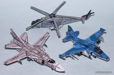 Сборная бумажная модель / scale paper model, papercraft ВВС России (Ми-35М, Су-39, Су-24) / Russian Air Force Set 2.0 (R & P Models) 
