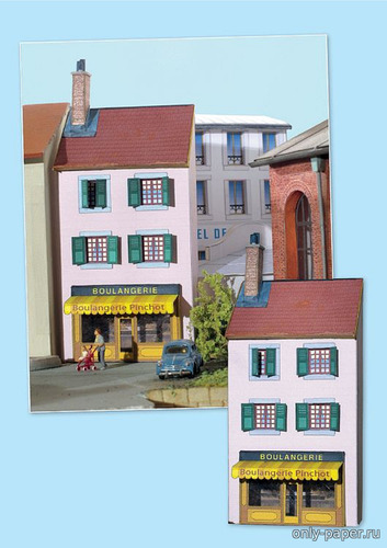 Сборная бумажная модель / scale paper model, papercraft Булочная / La boulangerie Pinchot (Cles pour le train miniature 07) 