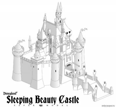 Модель замка Спящей Красавицы из бумаги/картона
