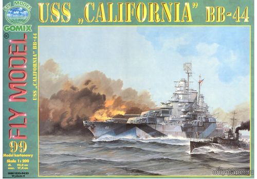 Модель линкора USS California ВВ-44 из бумаги/картона