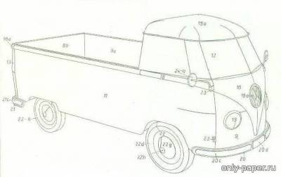 Сборная бумажная модель / scale paper model, papercraft VW Transporter Pickup T1 