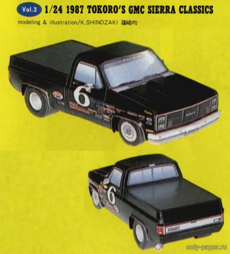 Модель автомобиля Tokoro's GMC Sierra classics 1987 из бумаги/картона