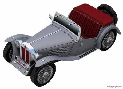 Модель автомобиля MG TC Midget из бумаги/картона