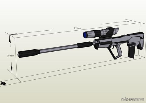 Модель снайперской винтовки из бумаги/картона