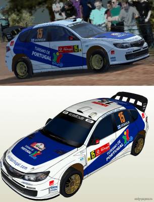 Сборная бумажная модель / scale paper model, papercraft Subaru WRC08 S14 (2009) M.Gronholm Rally de Portugal 