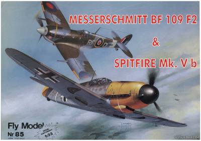 Сборная бумажная модель / scale paper model, papercraft Messerschmitt BF 109 F2 & Spitfire Mk. Vb (Fly Model 085) 