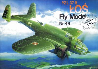 Сборная бумажная модель / scale paper model, papercraft PZL P-37B "Los" (1-е издание Fly Model 046) 