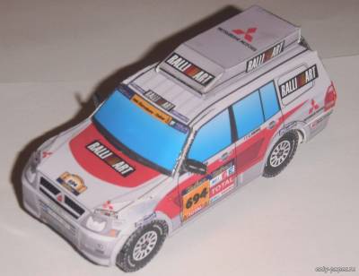 Сборная бумажная модель / scale paper model, papercraft Mitsubishi Pajero Dakar 2005 #691 & #694 