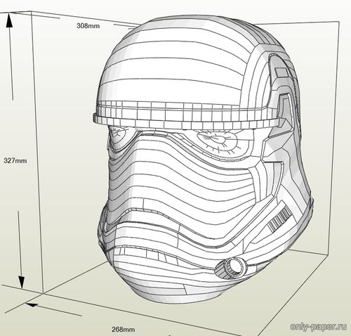 Модель шлема штурмовика из 7-й части Звездных войн из бумаги/картона