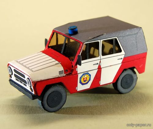 Сборная бумажная модель / scale paper model, papercraft УАЗ-469 пожарная Словакии (FDS) 
