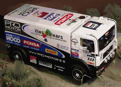 Сборная бумажная модель / scale paper model, papercraft MAN TGA Dakar 2005 #553 Team Pro-Motor 
